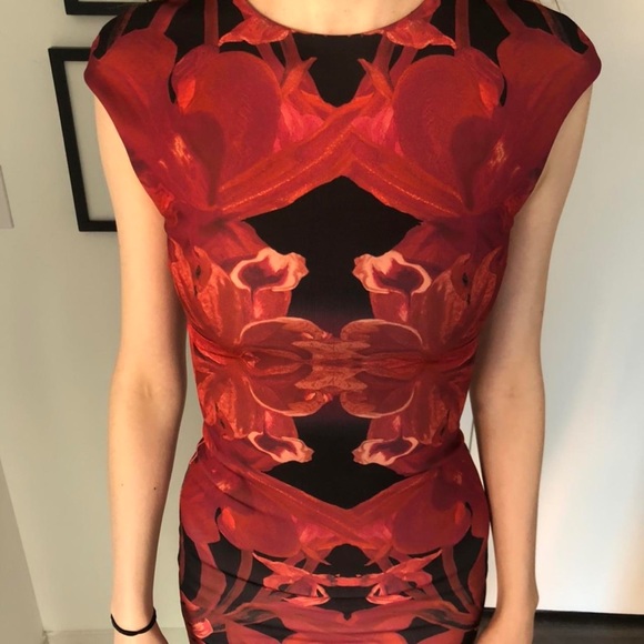 Ted Baker midi sheath dress, Size 0, Bold red floral print - Picture 6 of 11